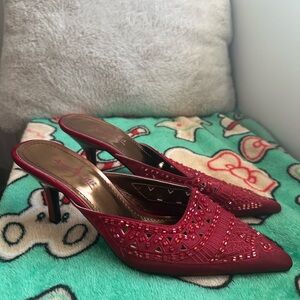 Anne Michelle Red Embellished Heels